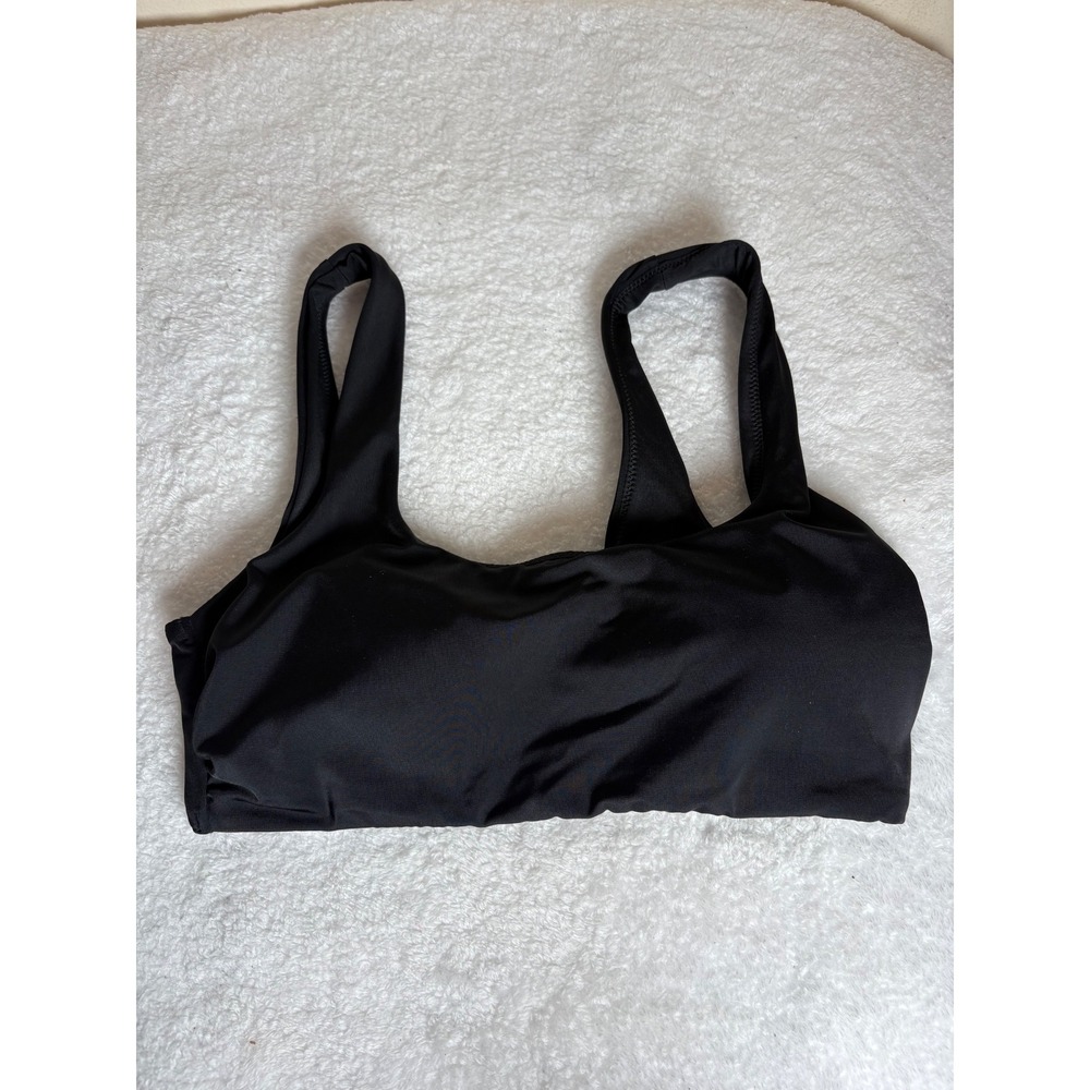 Victorias Secret Black Scoop Neck Bikini Swim Top Size M Sporty Wide Strap